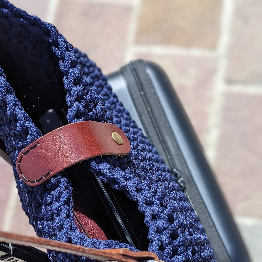 Georgetta Lucie cabas crochet bleu nuit fait main