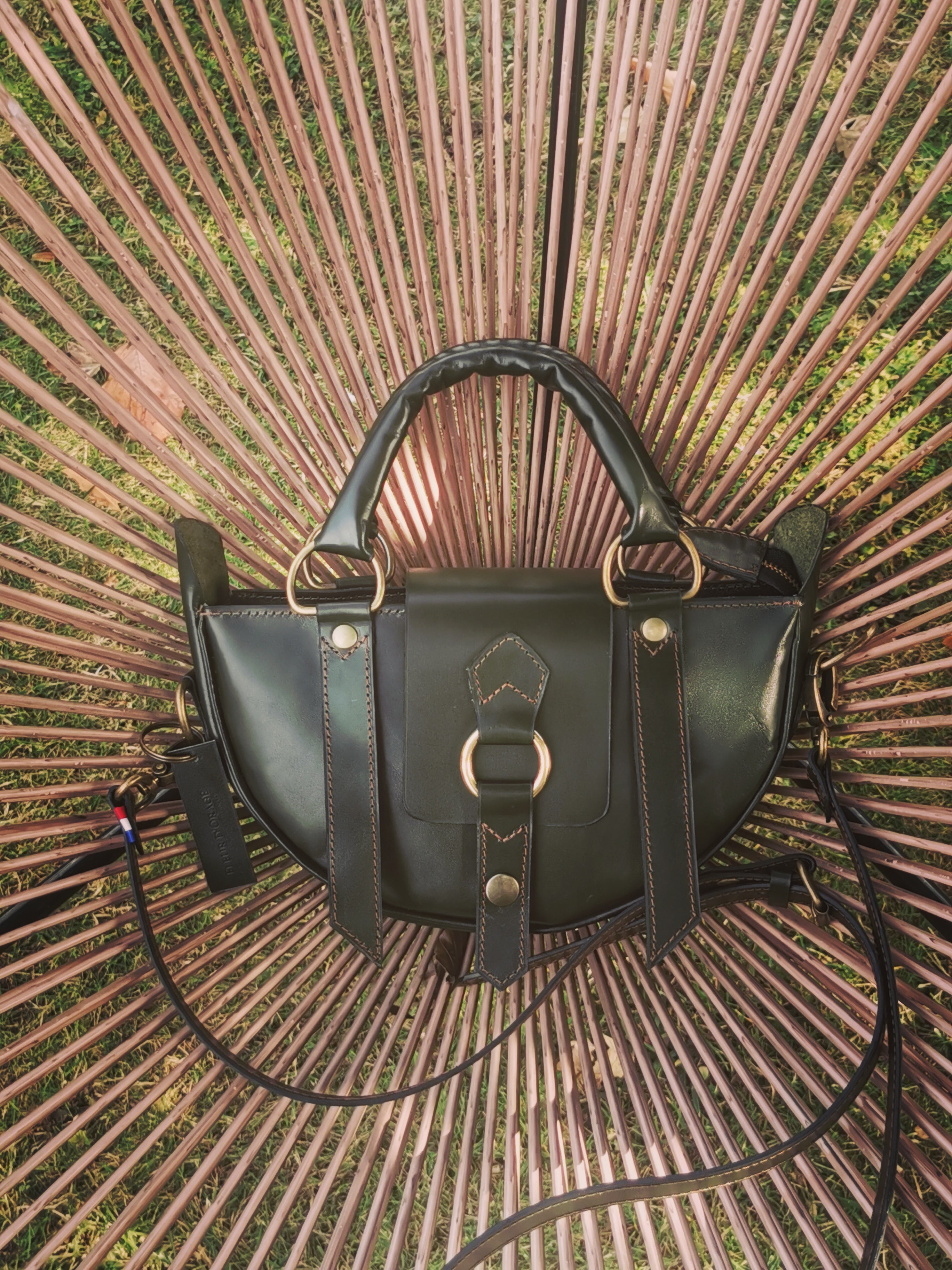 Fleur d’Orage Forêt Noire Sac à main cuir vert bouteille