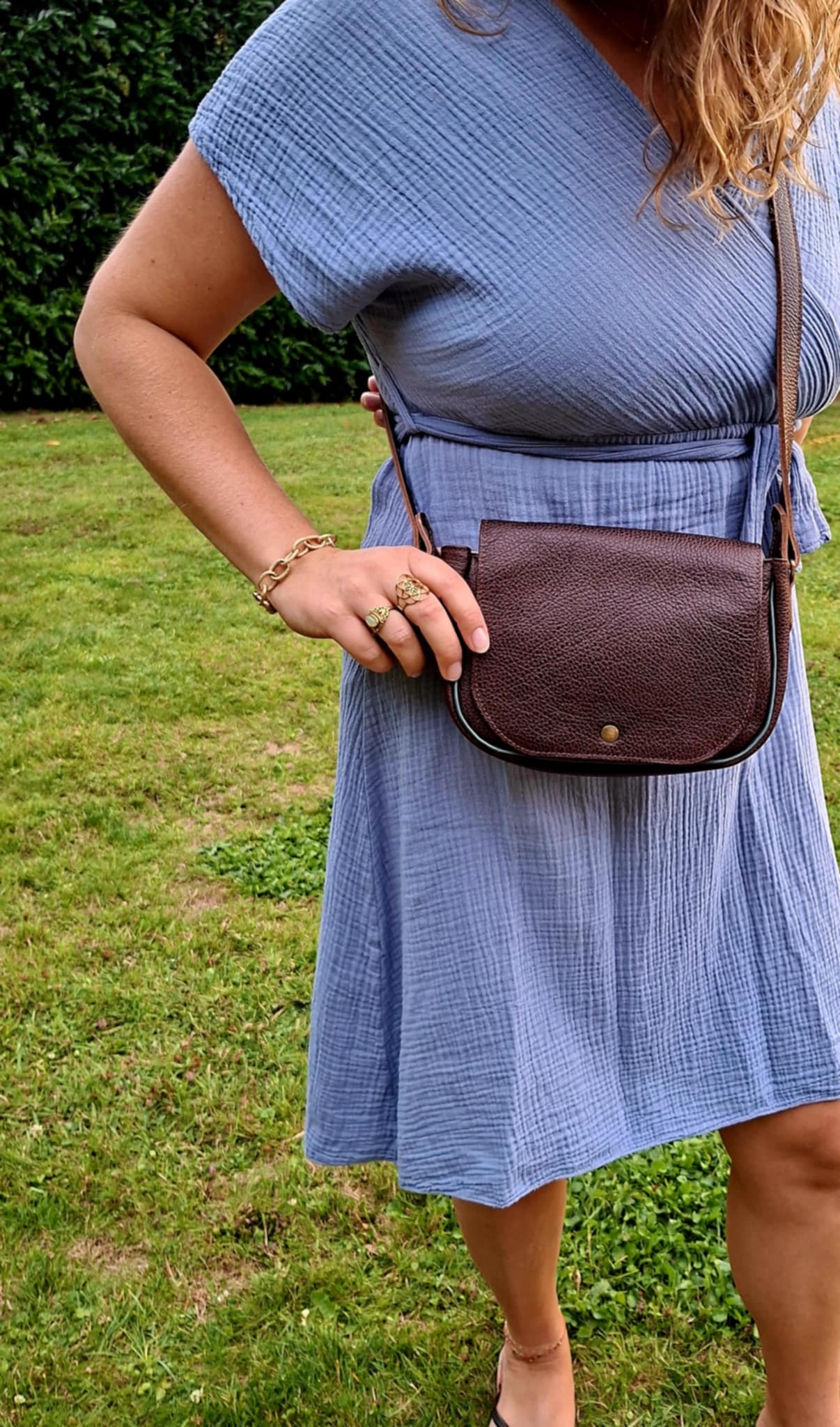 Fleur d’Orage Marron glacé sac cuir châtaigne bandoulière