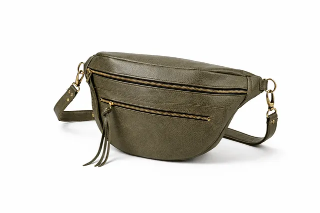 Fleur d’Orage Sac Banane XL banane cuir vert kaki italien
