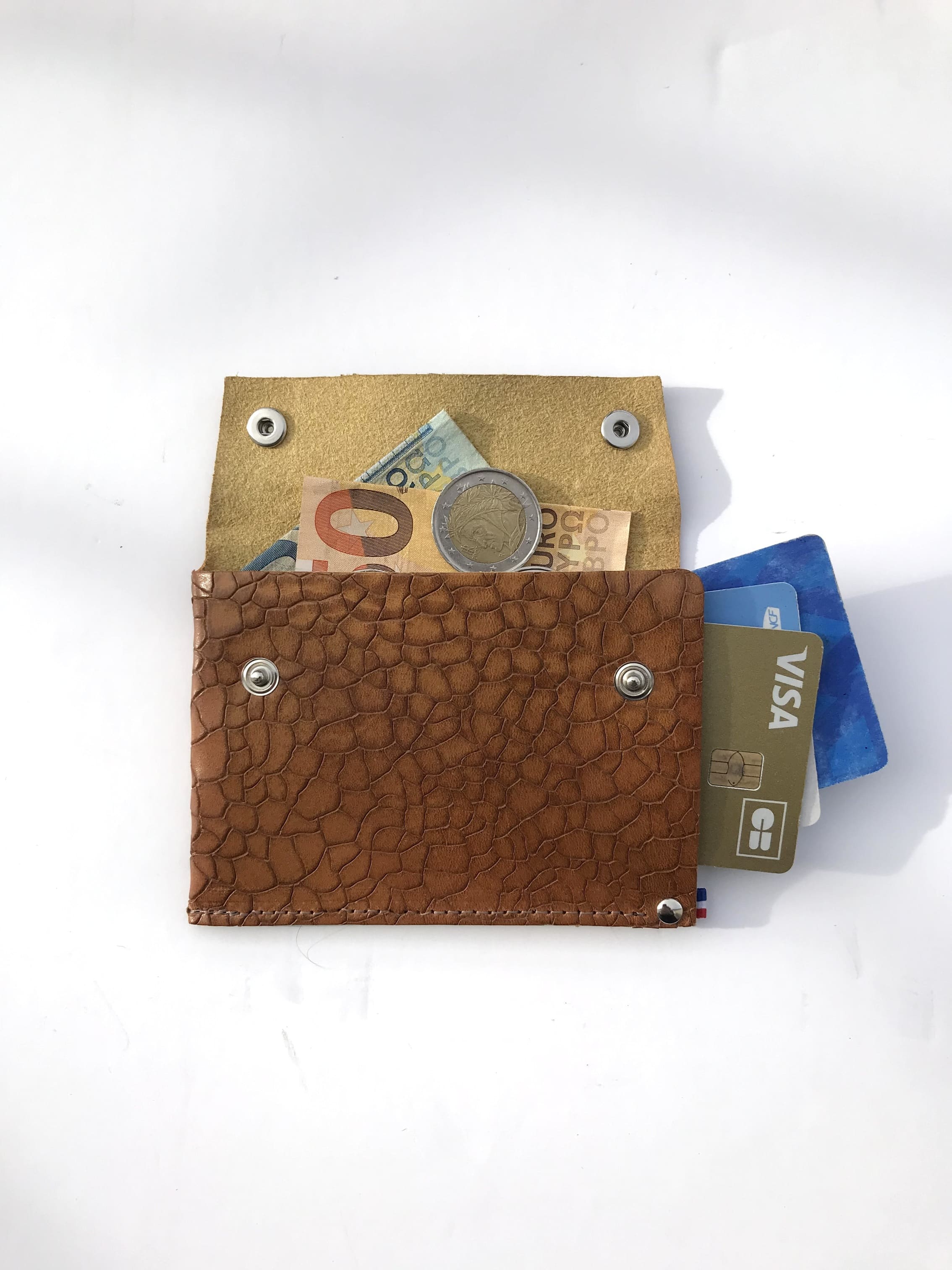 114 Paris Portefeuille cuir compact bleu ultra-plat