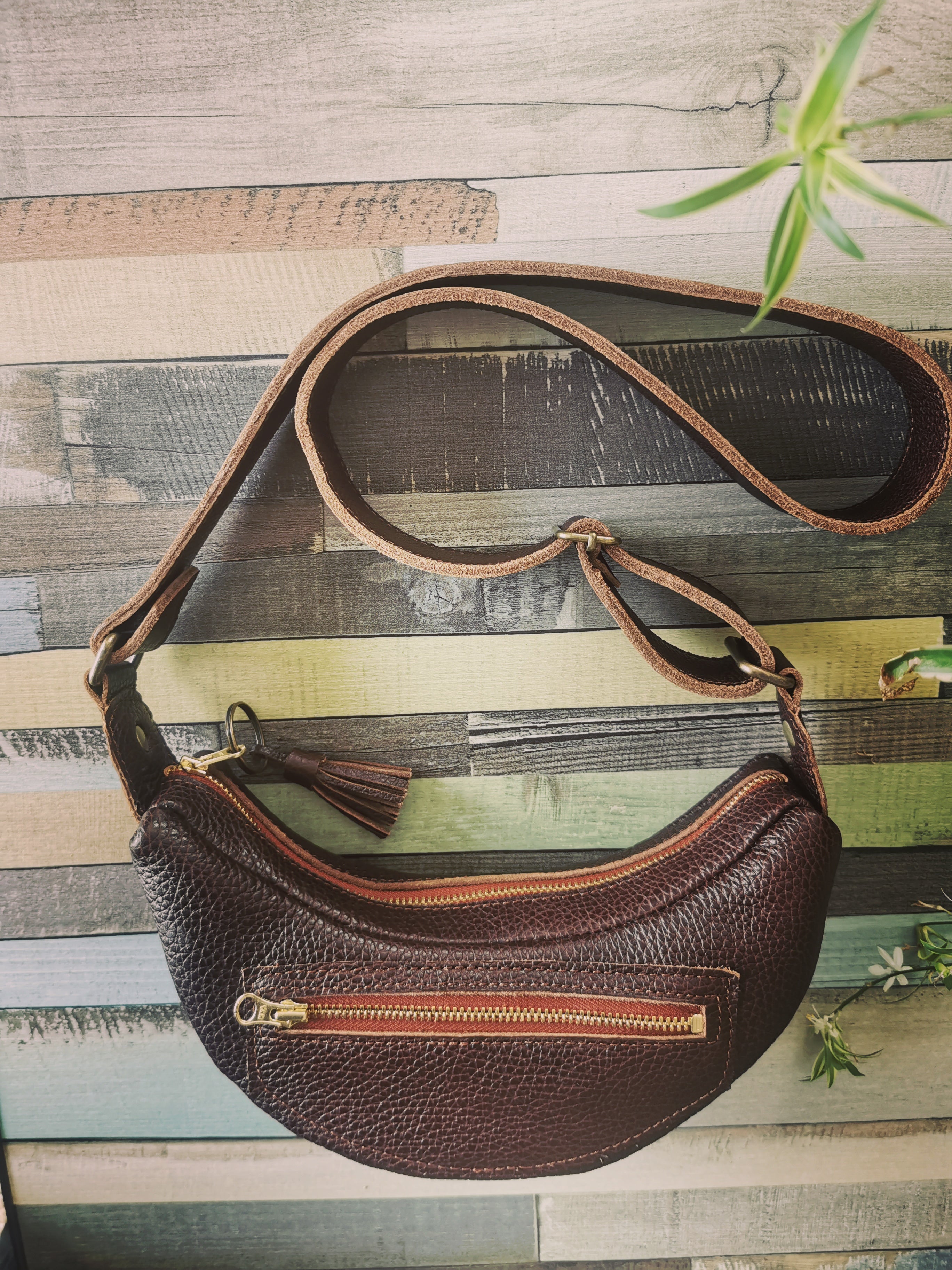 Fleur d’Orage Sac Banana banane cuir grand vert kaki
