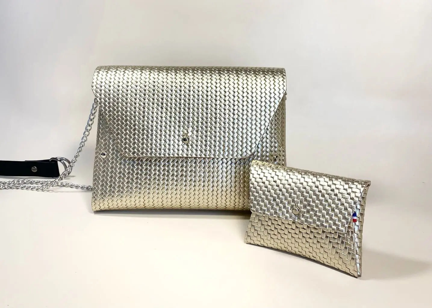 114 Paris Pliage Mini sac cuir doré or 19x14cm