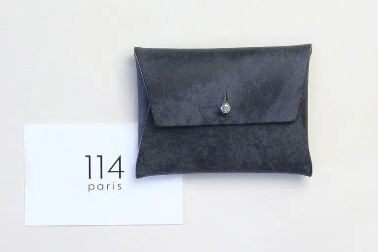 114 Paris Porte-monnaie cuir femme camel origami bouton