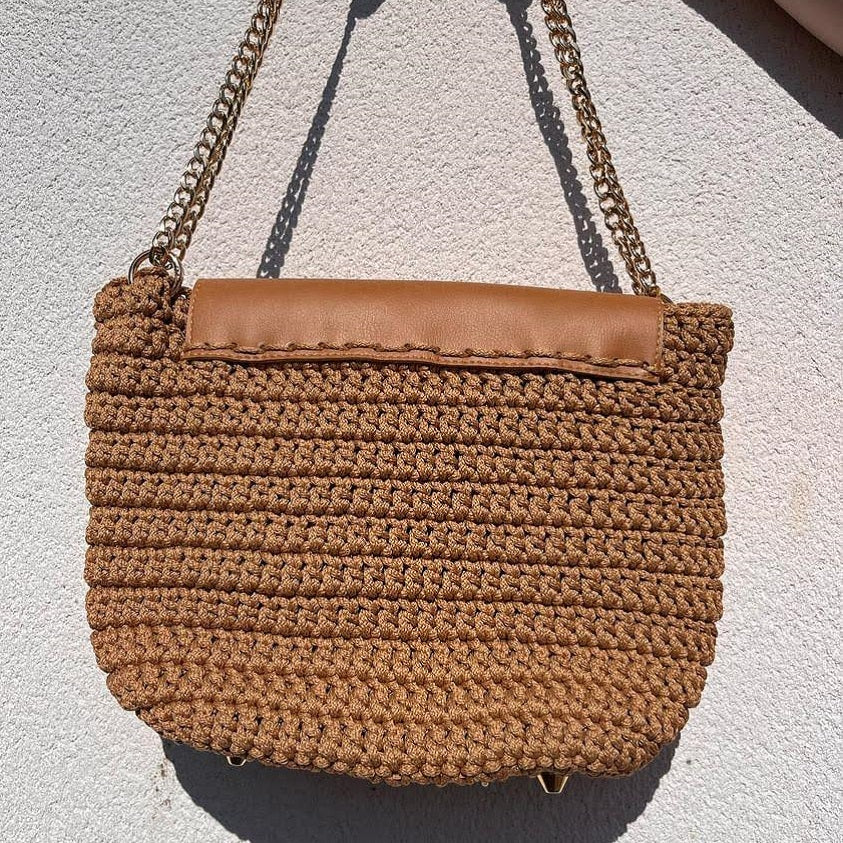 Georgetta Cloé sac à main camel crochet cuir