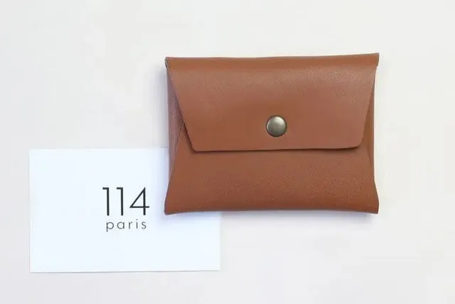 114 Paris Porte-monnaie cuir homme croco marron 9,5cm