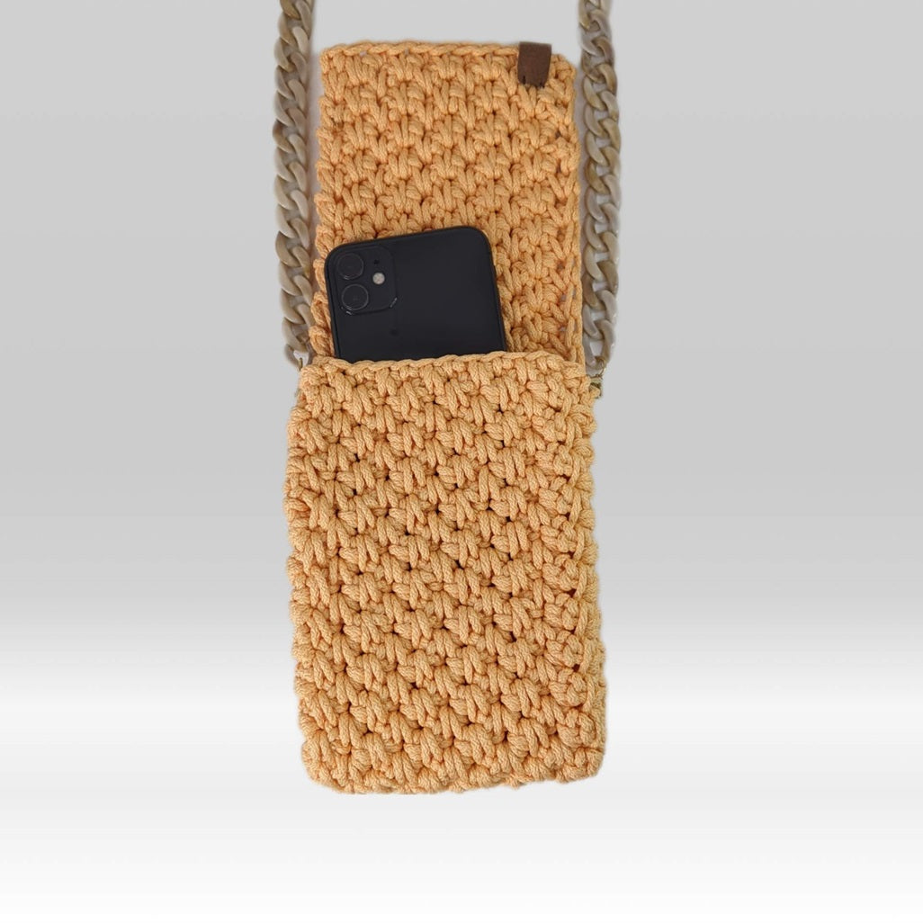 Georgetta Béryl pochette téléphone jaune abricot bandoulière