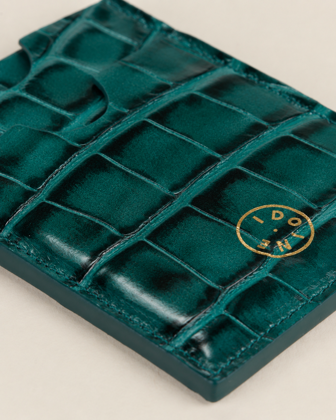 Idoine Editions Atelier Croco Lagon porte-cartes vert cuir veau