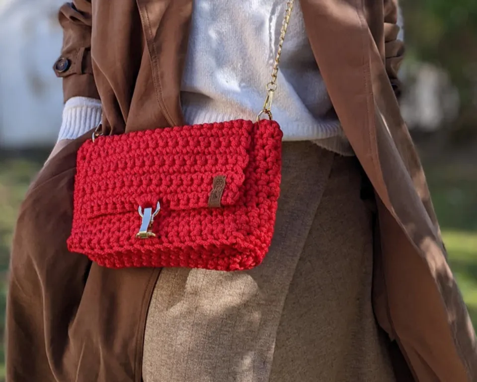 Georgetta Stella sac à main rouge crochet