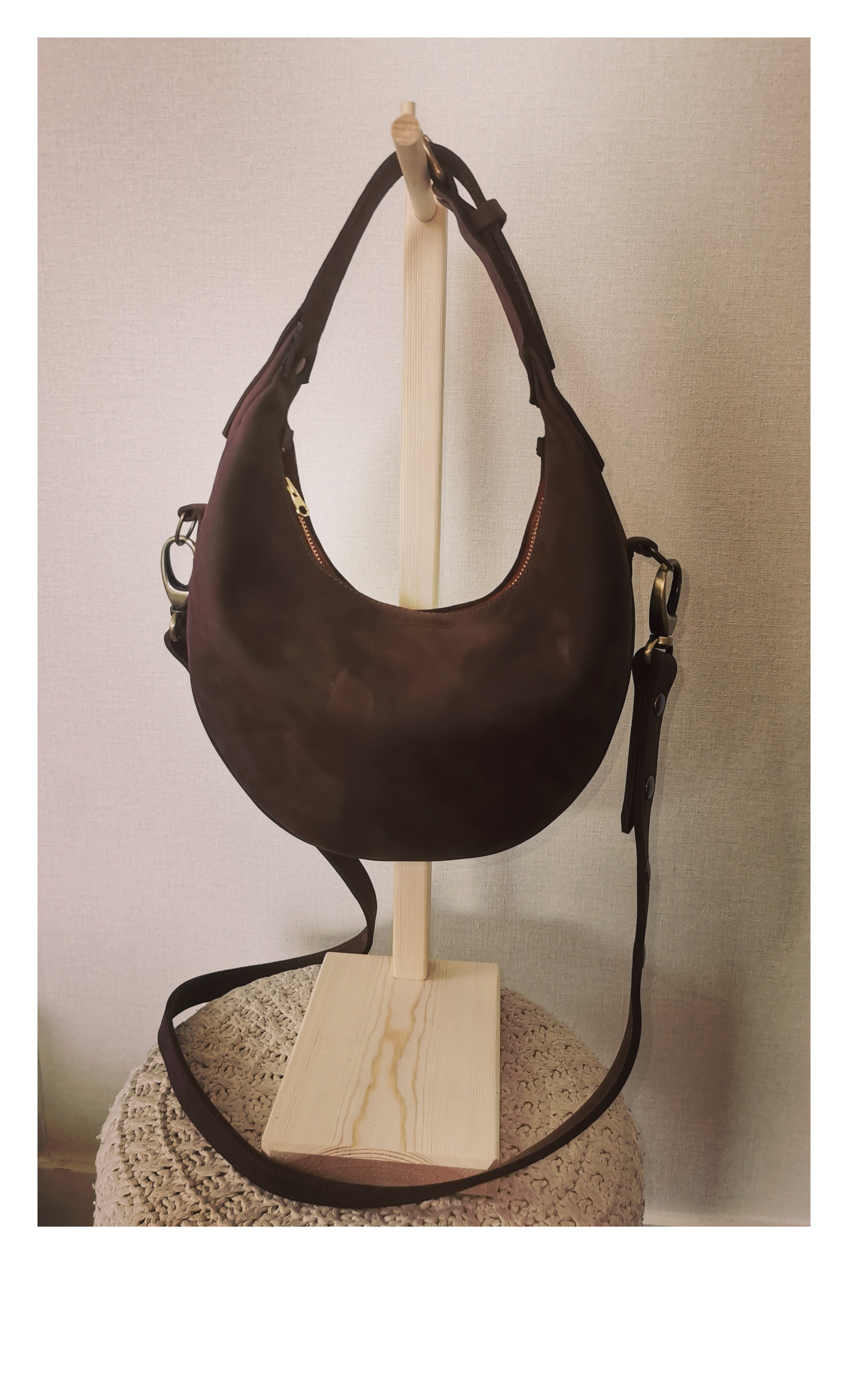 Fleur d’Orage DUNE Sac à main cuir Chocolat bandoulière