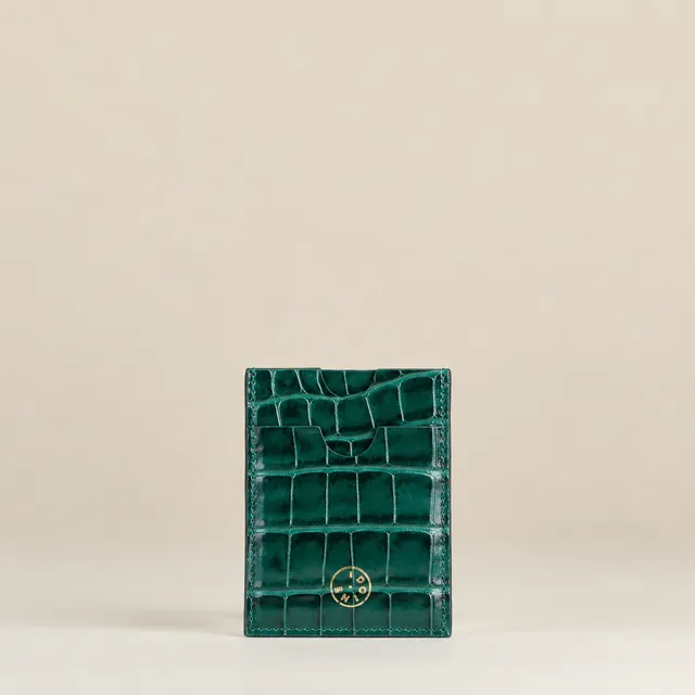 Idoine Editions Atelier Croco Lagon porte-cartes vert cuir veau