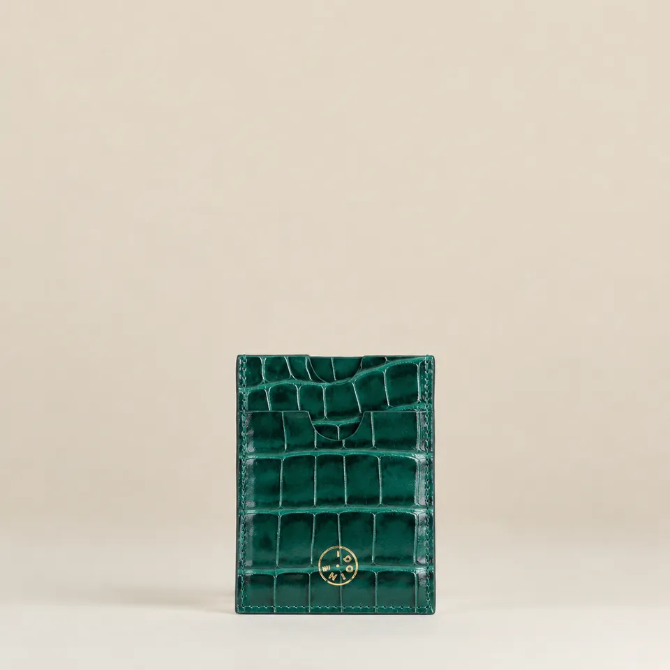 Idoine Editions Atelier Croco Lagon porte-cartes vert cuir veau