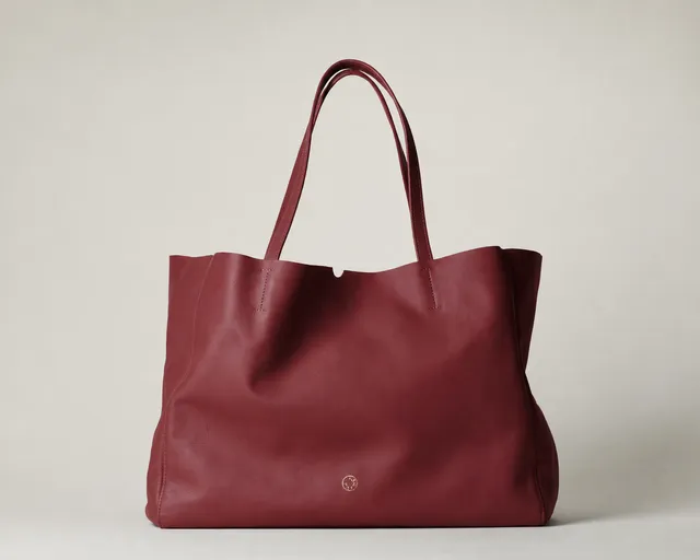 Idoine Cabas SOIE DE CUIR Lie de Vin sac cabas cuir