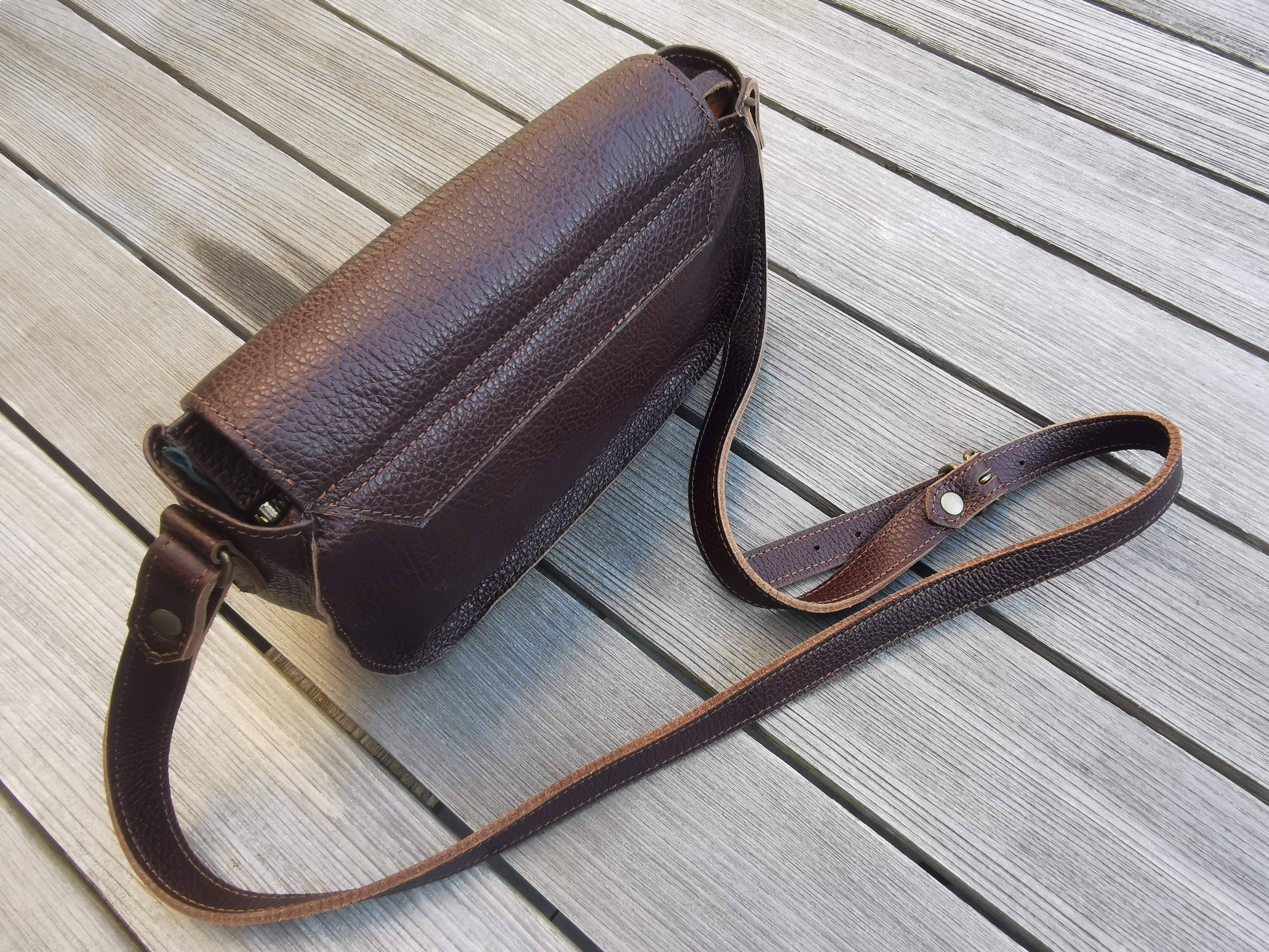 Fleur d’Orage Marron glacé sac cuir châtaigne bandoulière