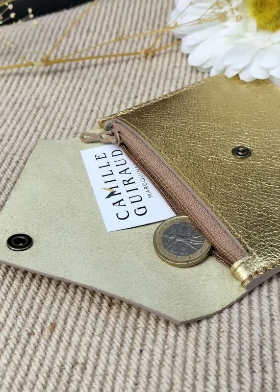 Camille Guiraud Porte-monnaie enveloppe doré cuir véritable