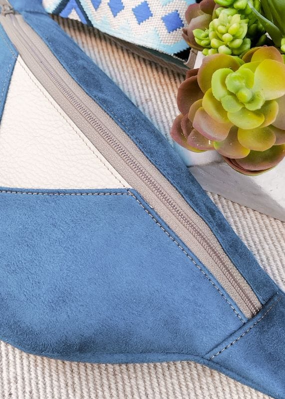 Camille Guiraud Manon sac banane bleu jean beige cuir