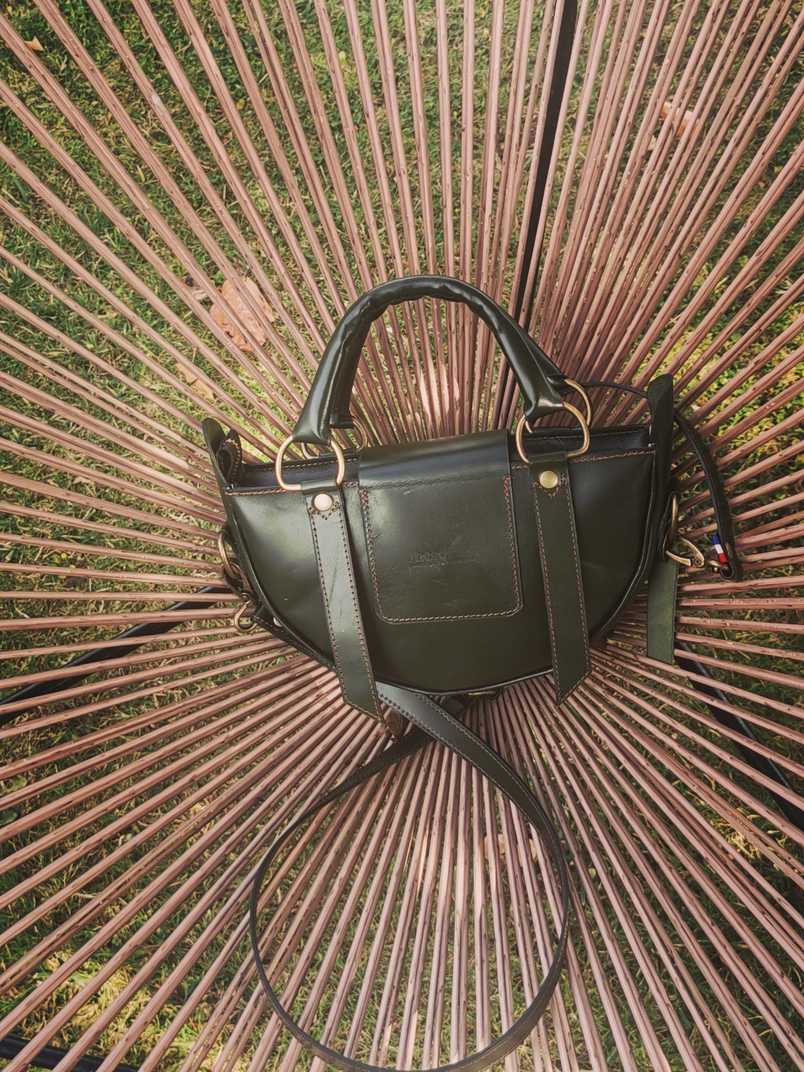 Fleur d’Orage Forêt Noire Sac à main cuir vert bouteille