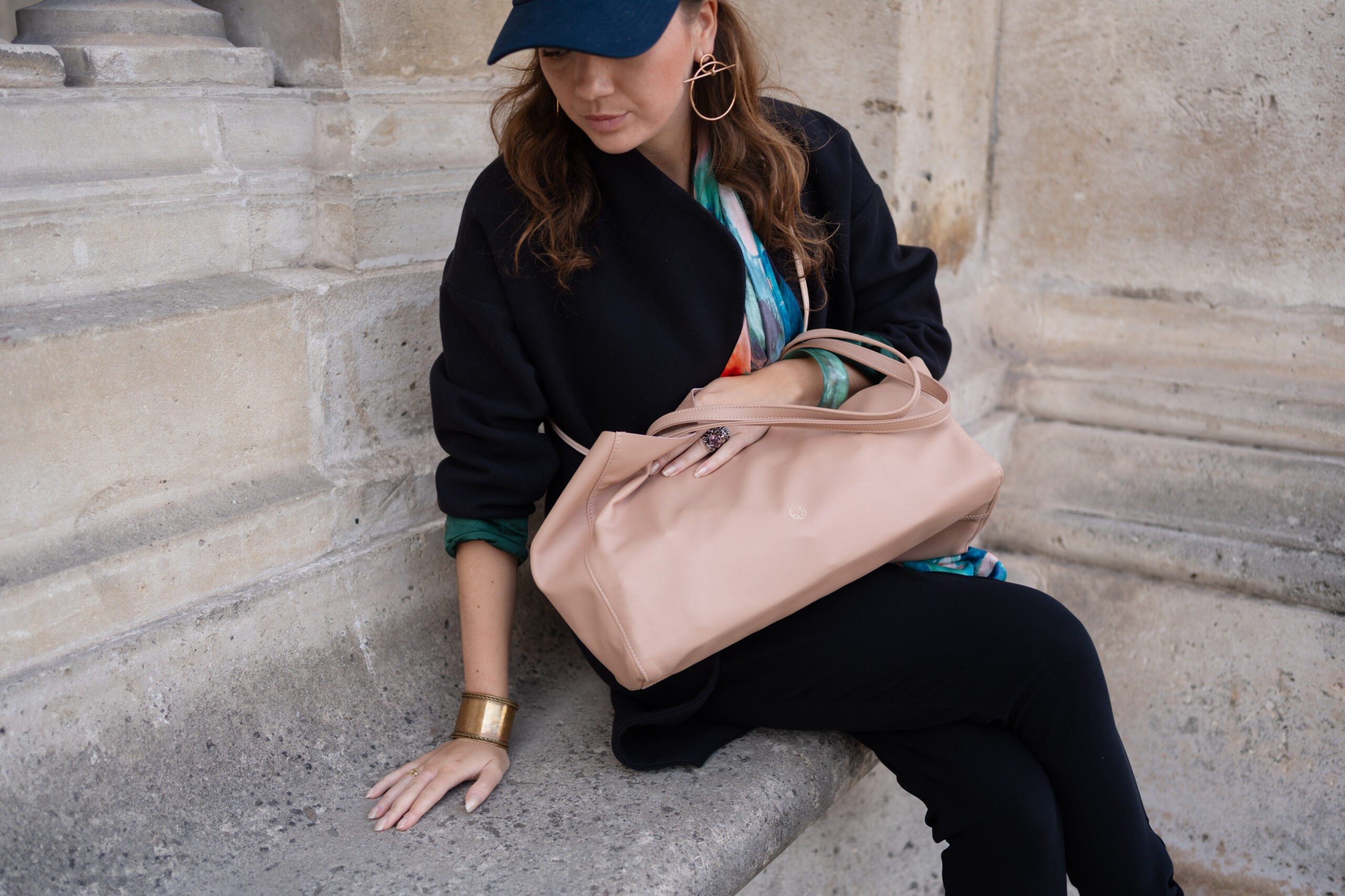 Idoine Soie de Cuir cabas cuir poudre sans initiales