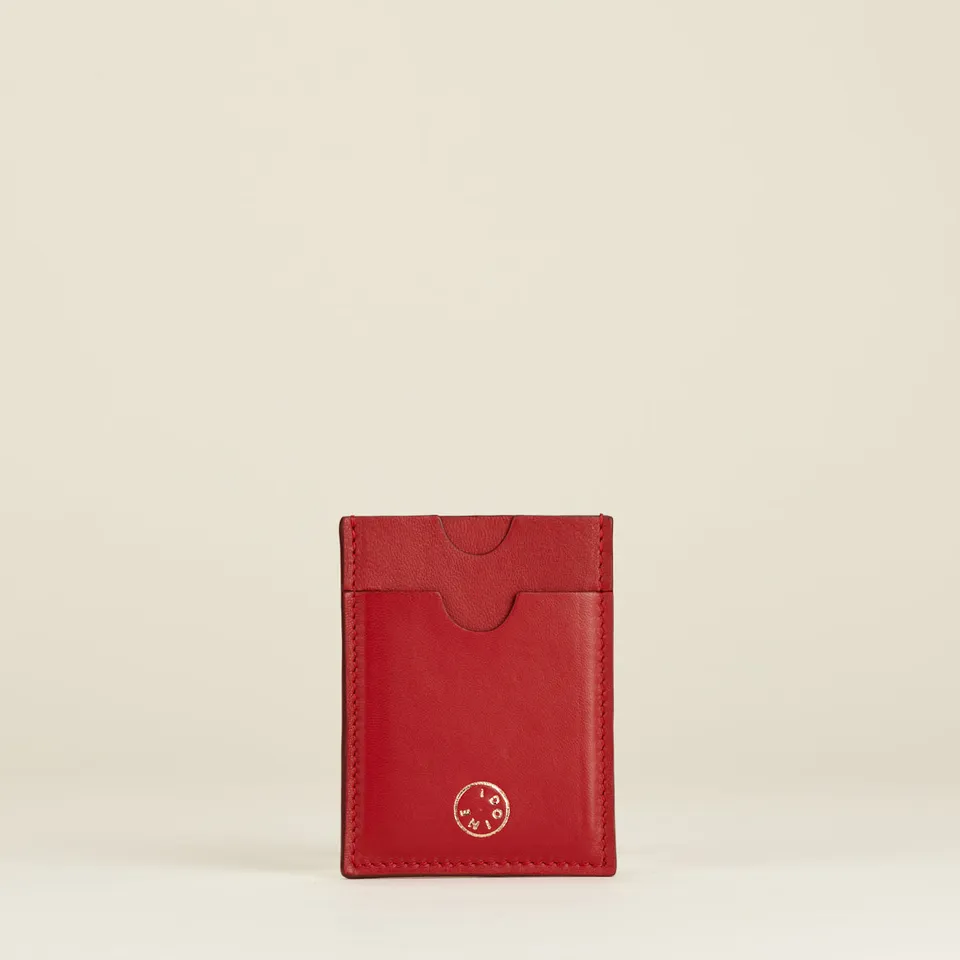 Idoine Porte-Cartes Rouge baiser cuir agneau 8 cartes sans initiales