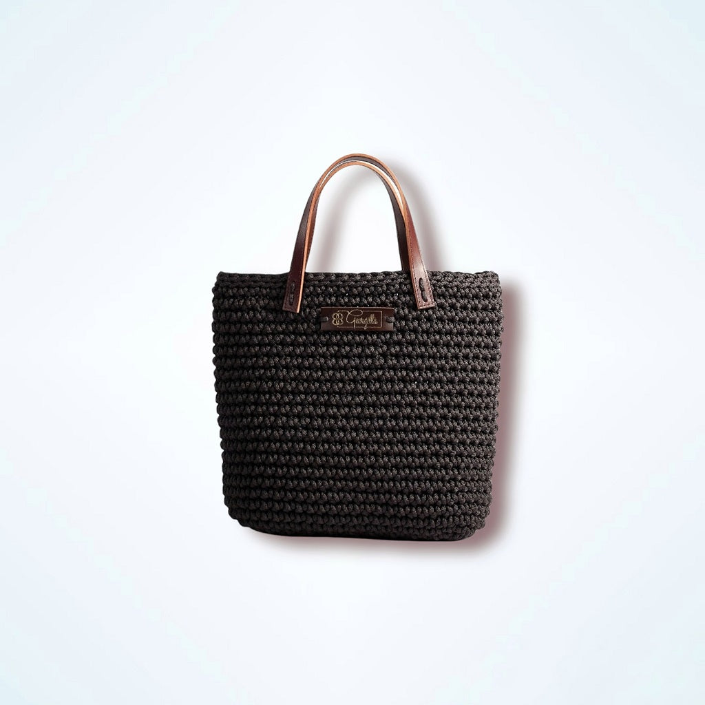 Georgetta Wendy cabas crochet gris anthracite anses courtes