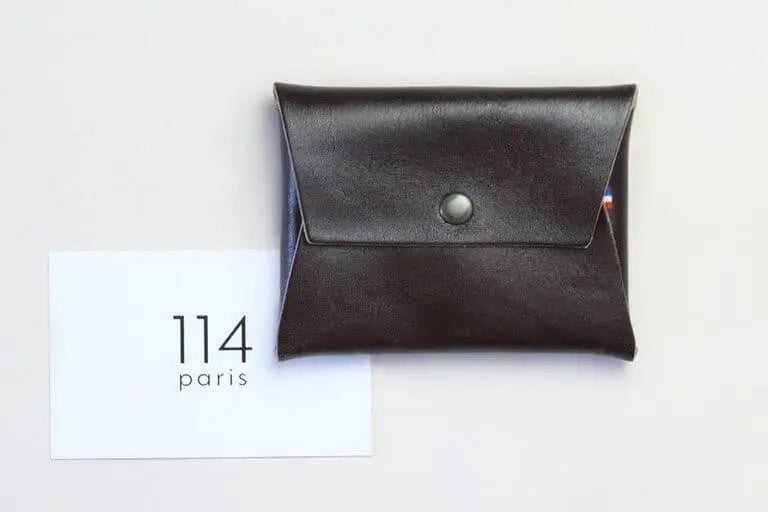 114 Paris Porte-monnaie cuir homme croco marron 9,5cm