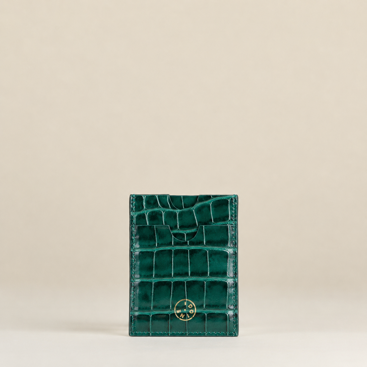 Idoine Editions Atelier Croco Lagon porte-cartes vert cuir veau