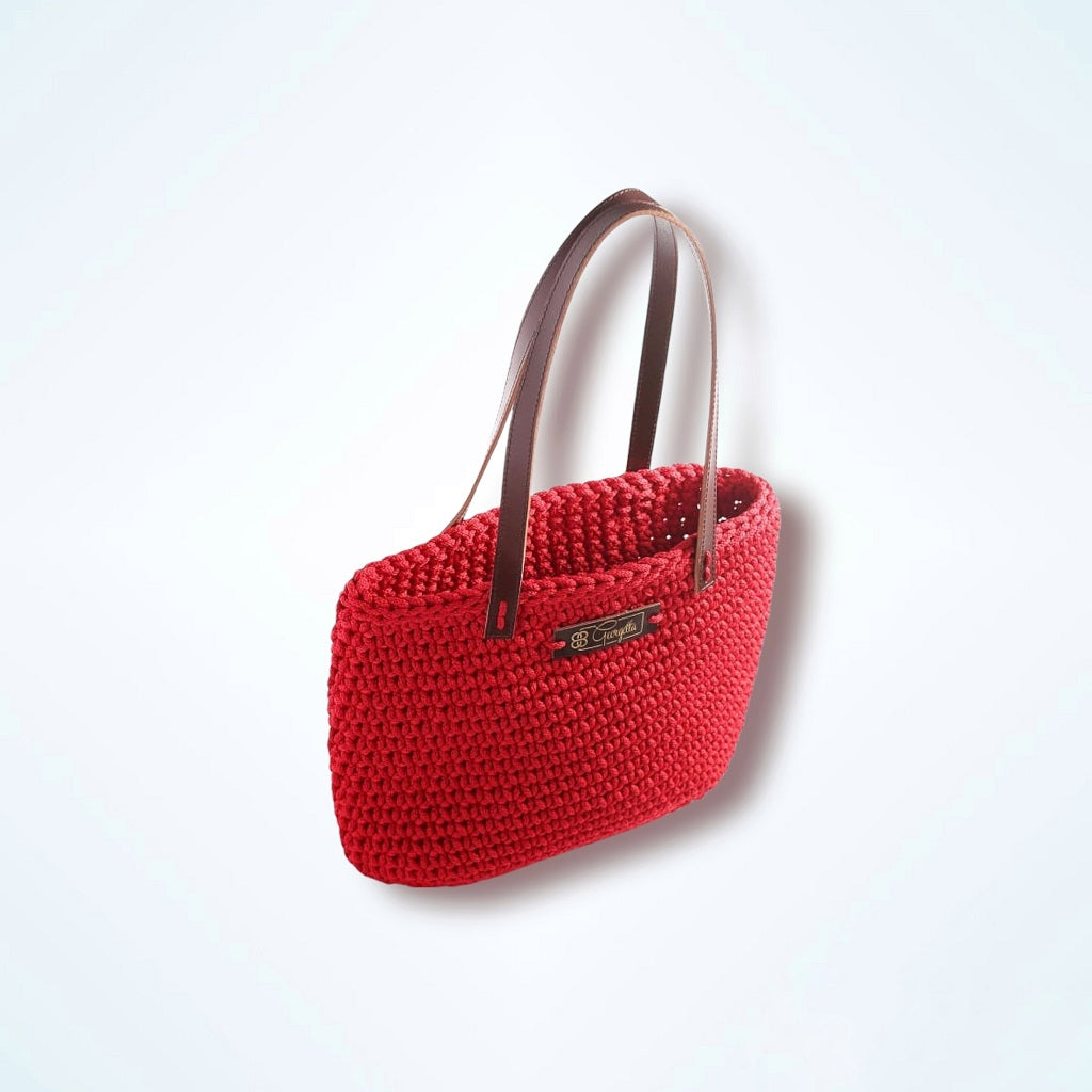 Georgetta Wendy cabas crochet rouge anses courtes