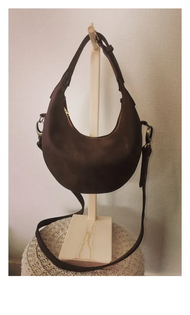 Fleur d’Orage DUNE Sac à main cuir Chocolat bandoulière