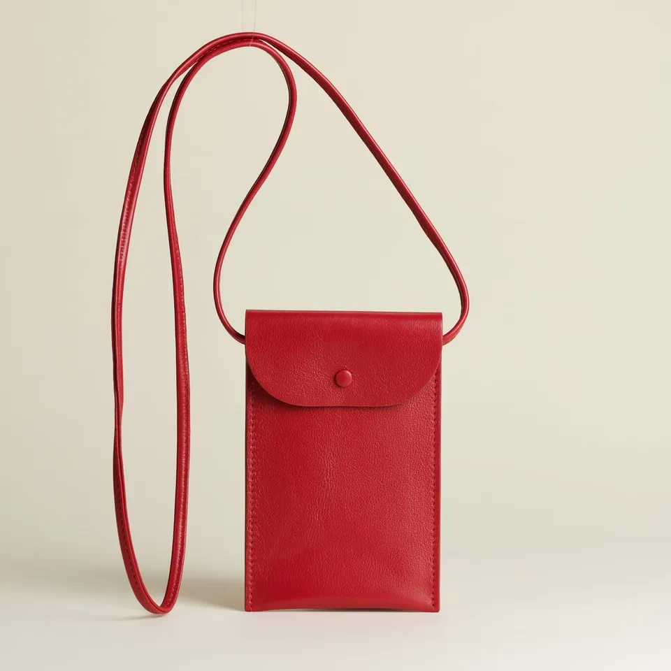 Idoine Rouge Baiser pochette smartphone cuir veau sans initiales