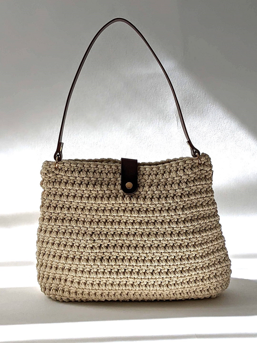 Georgetta Lucie cabas crochet crème cuir