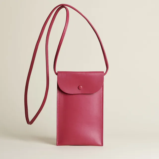 Idoine Pochettes Framboise pochette smartphone cuir agneau sans initiales