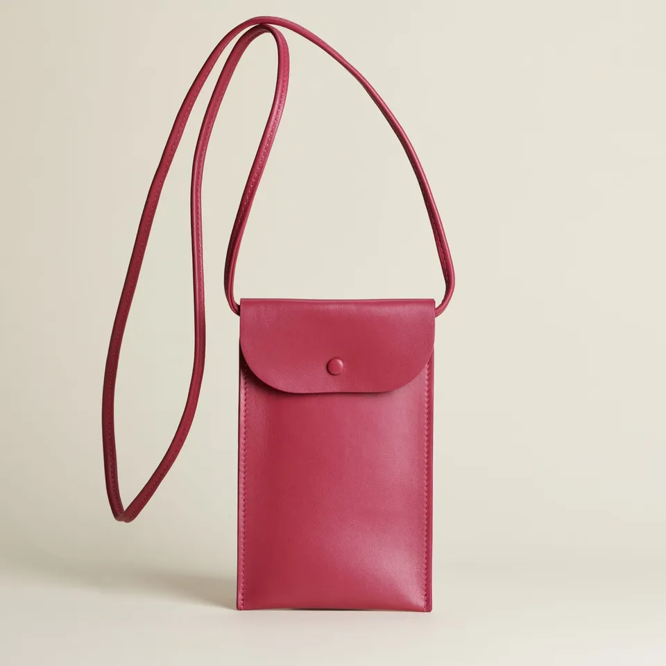 Idoine Pochettes Framboise pochette smartphone cuir agneau sans initiales