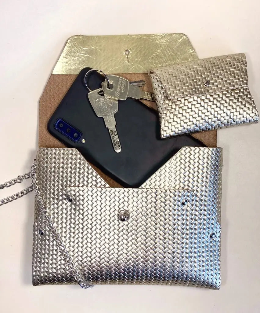 114 Paris Pliage Mini sac cuir doré or 19x14cm