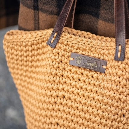 Georgetta Isabelle cabas crochet bleu nuit anses courtes
