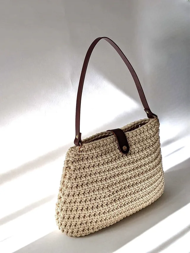 Georgetta Lucie cabas crochet crème cuir