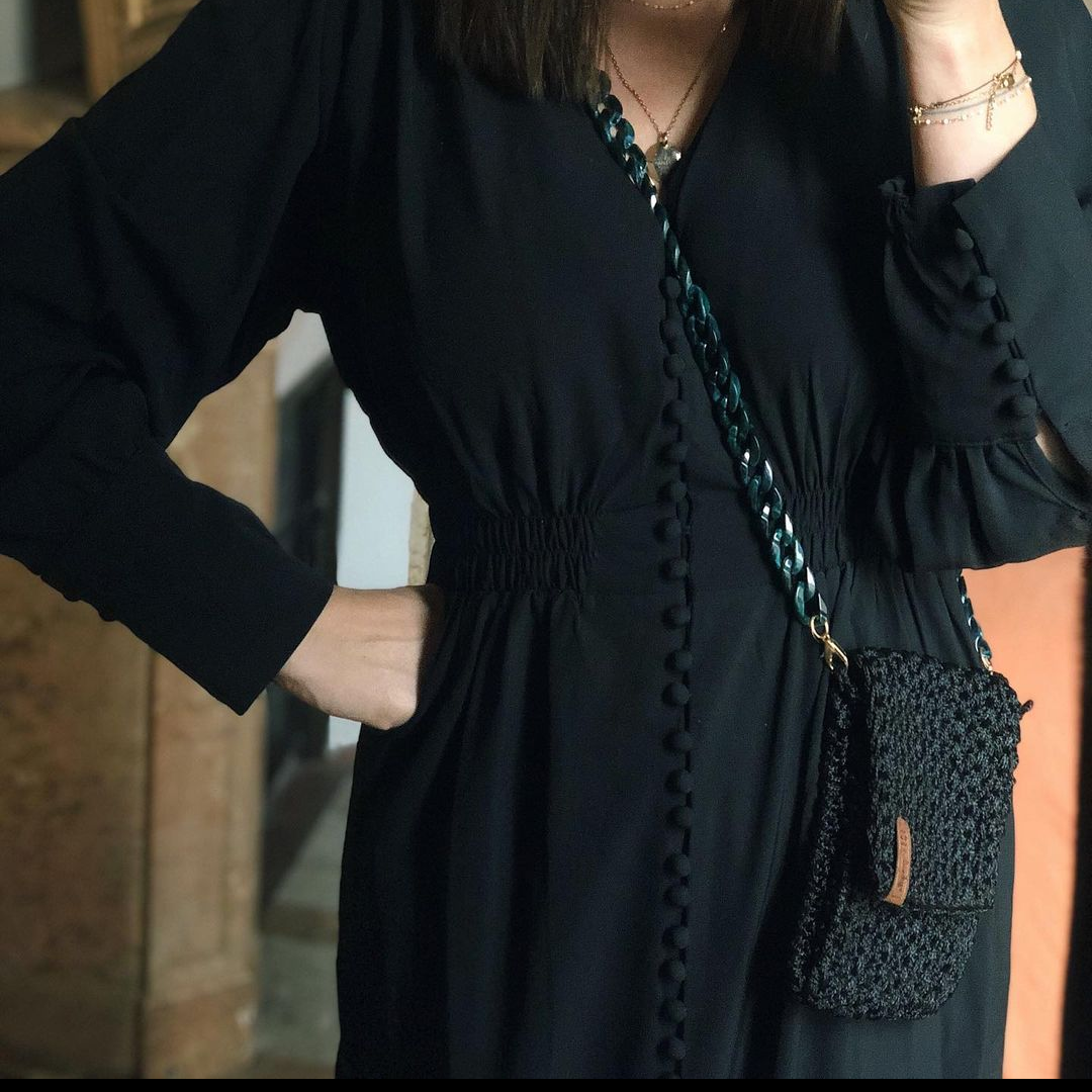 Georgetta Béryl pochette smartphone noir chaîne