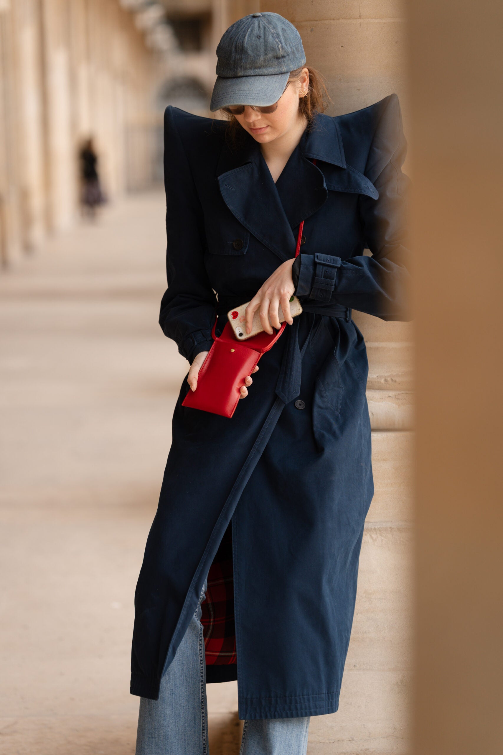Idoine Rouge Baiser pochette smartphone cuir veau sans initiales