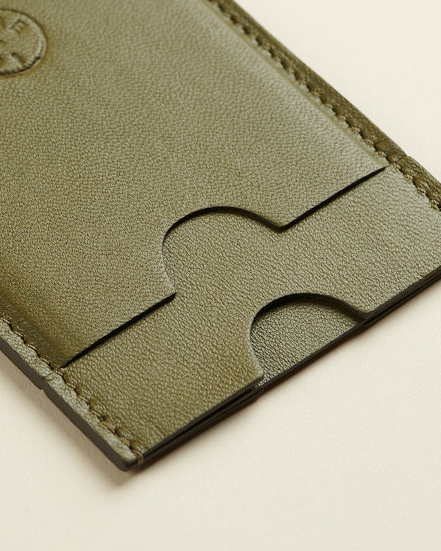 Idoine Porte-Cartes Kaki porte-cartes cuir 8 cartes