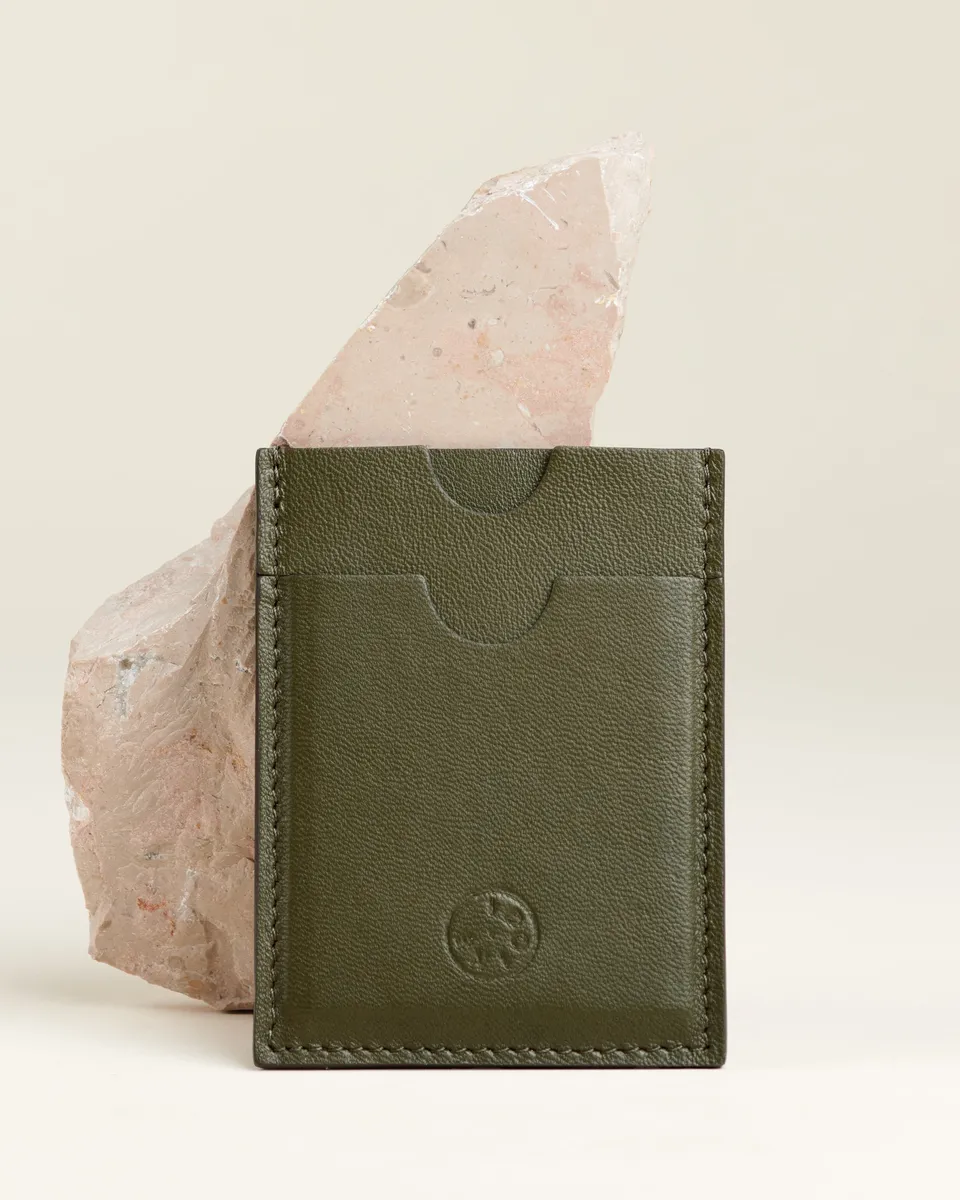 Idoine Porte-Cartes Kaki porte-cartes cuir 8 cartes