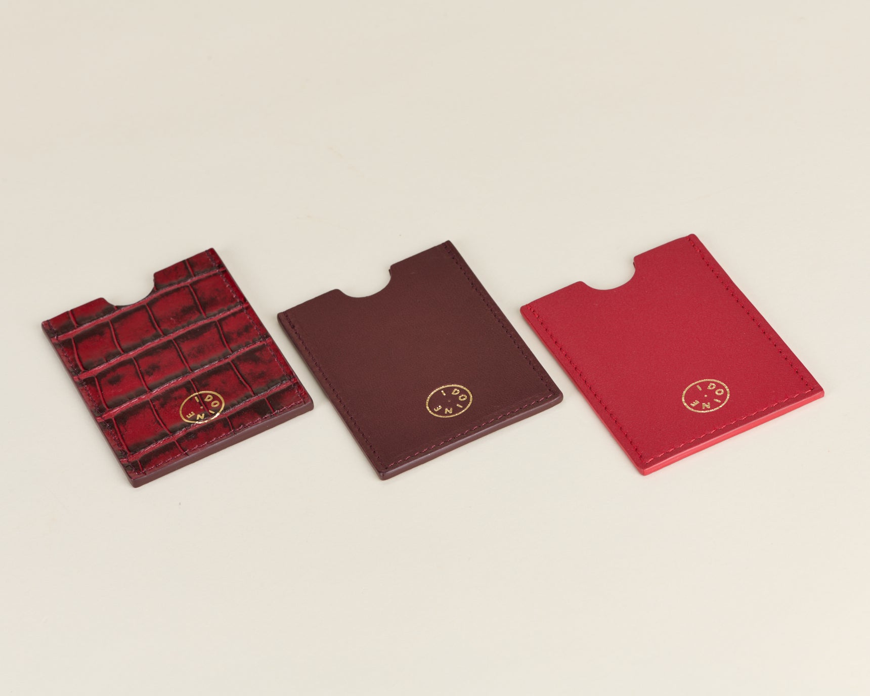 Idoine Porte-Cartes Monocarte Croco Rouge