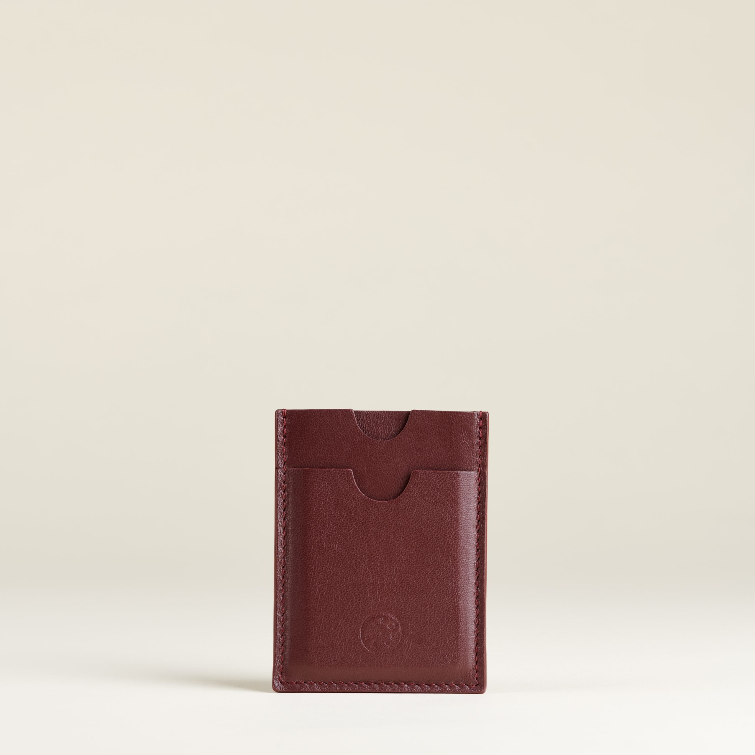 Idoine Lie de Vin porte-cartes cuir agneau sans initiales