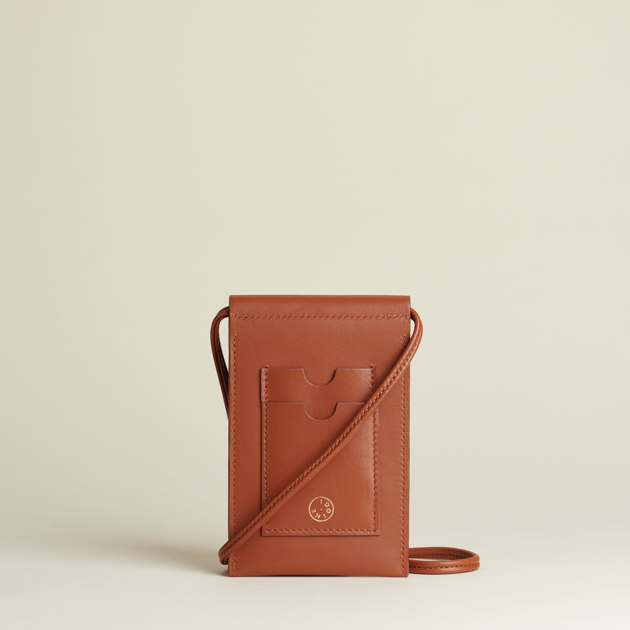 Idoine Cognac pochette smartphone cuir agneau sans initiales