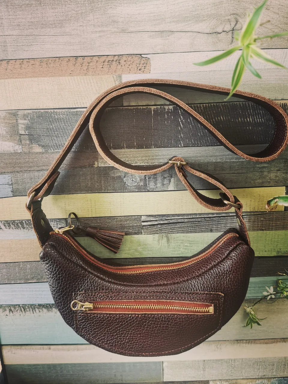 Fleur d’Orage Sac Banana banane cuir grand vert kaki