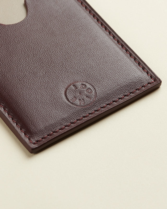 Idoine Porte-Cartes Lie de vin Taupe cuir agneau 8 cartes sans initiales