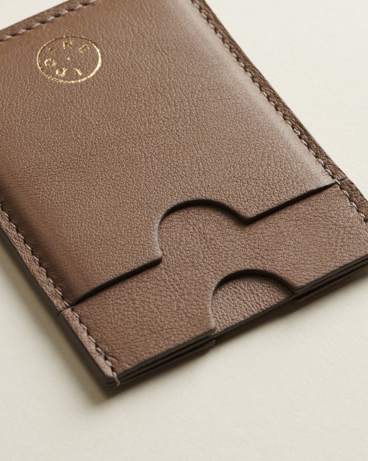 Idoine Taupe porte-cartes cuir gris sans initiales