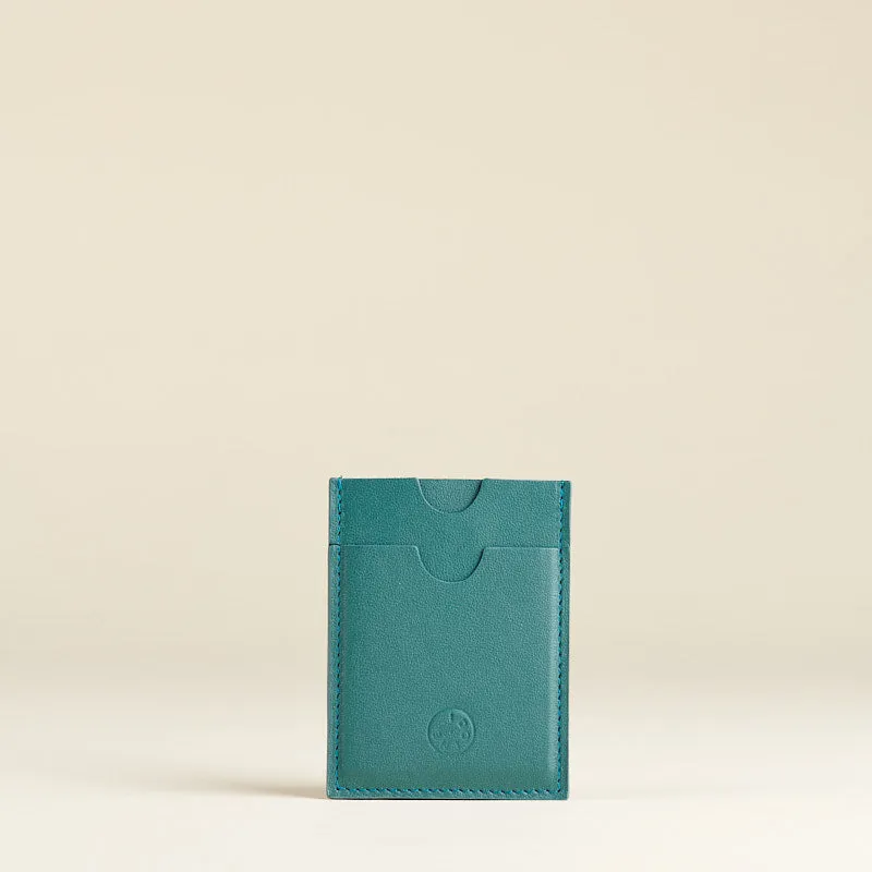 Idoine Canard porte-cartes bleu canard cuir agneau sans initiales