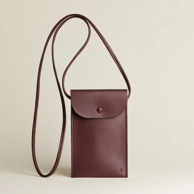 Idoine Pochettes Lie de vin pochette smartphone cuir agneau sans initiales