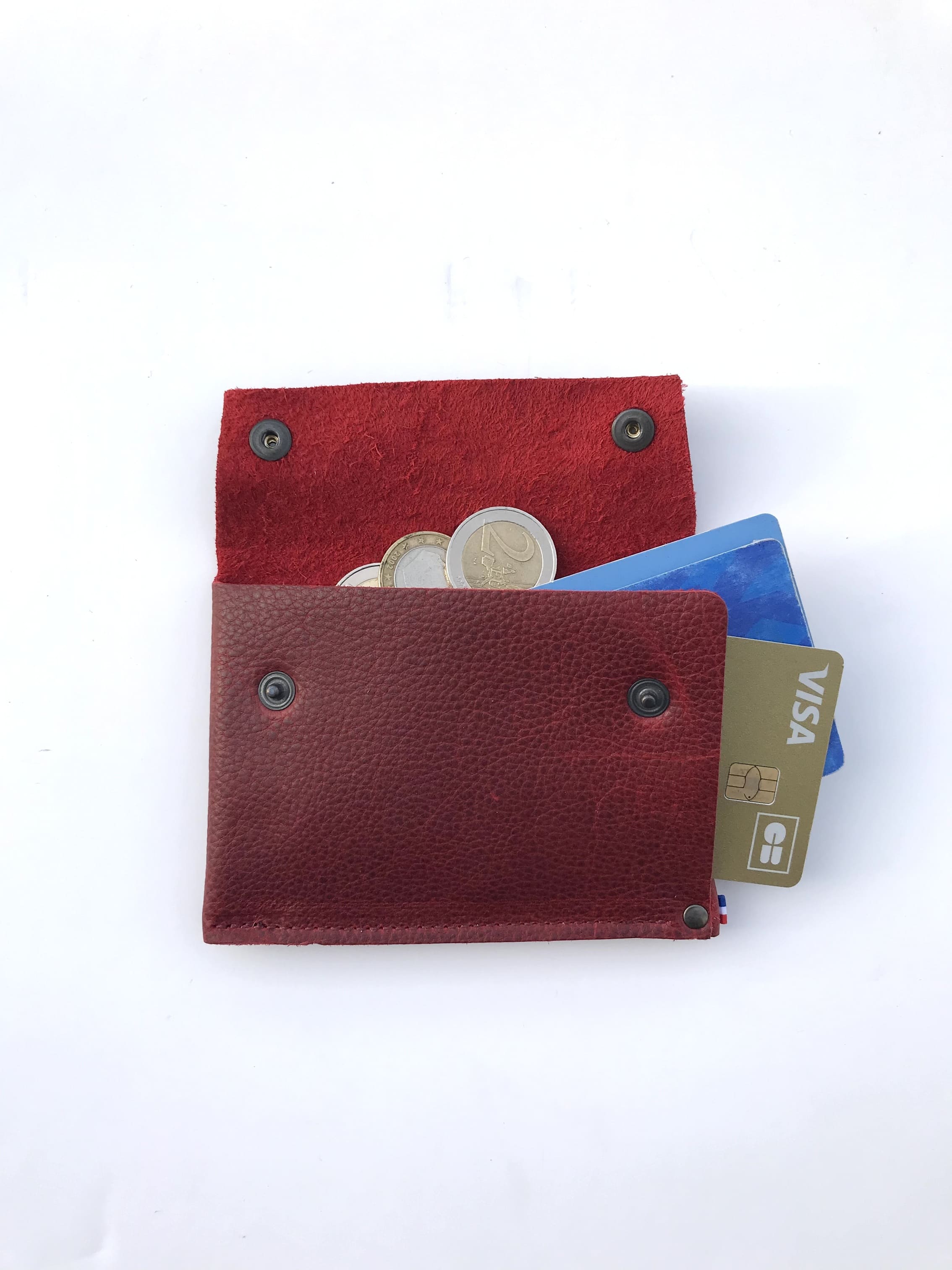 114 Paris Portefeuille cuir compact bleu ultra-plat