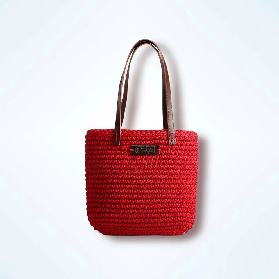 Georgetta Wendy cabas crochet rouge anses courtes