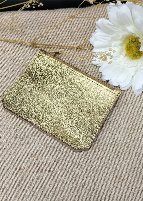 Camille Guiraud Porte-monnaie doré cuir zip 8,5 cm